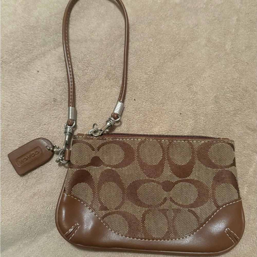 Coach Brown Signature Clutch Wristlet